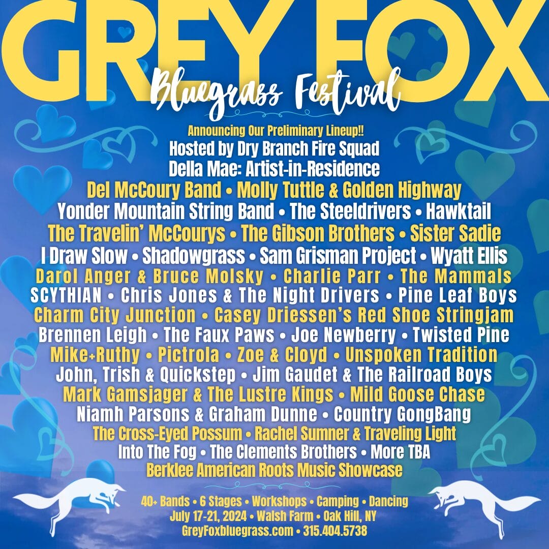Grey Fox Bluegrass Festival Shares 2024 Artist Lineup: Del McCoury